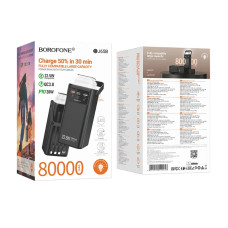 Зовнішній акумулятор BOROFONE BJ65B High 22.5W+PD20W+four-cables power bank(80000mAh) Black