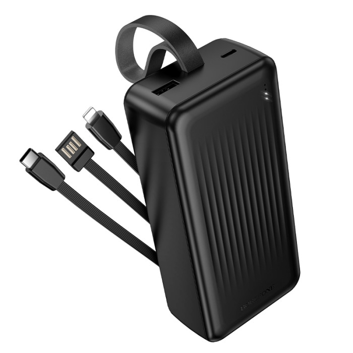 Зовнішній акумулятор BOROFONE BJ79B Clever power bank with 3 cables(30000mAh) Black