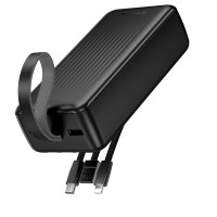Зовнішній акумулятор BOROFONE BJ79B Clever power bank with 3 cables(30000mAh) Black