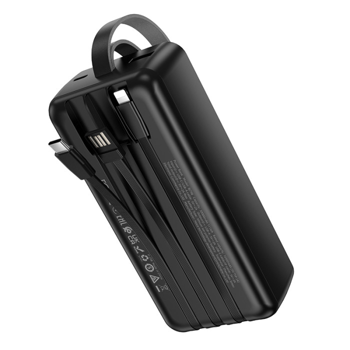 Зовнішній акумулятор BOROFONE BJ79B Clever power bank with 3 cables(30000mAh) Black