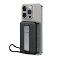 Зовнішній акумулятор ACEFAST M24-10000 22.5W magnetic fast charging power bank with holder and cable Metal Gray