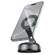 Автотримач для телефона HOCO H92 High vacuum suction cup magnetic holder(universal) Black Metal Gray