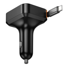Автомобільний зарядний пристрій HOCO NZ18 Guardian PD65W(2C1A) car charger with retractable cable Black
