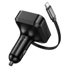Автомобільний зарядний пристрій HOCO NZ18 Guardian PD65W(2C1A) car charger with retractable cable Black
