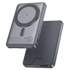 Зовнішній акумулятор HOCO Q46 Title PD20W magnetic power bank+card holder+phone holder(5000mAh) Silver Gray