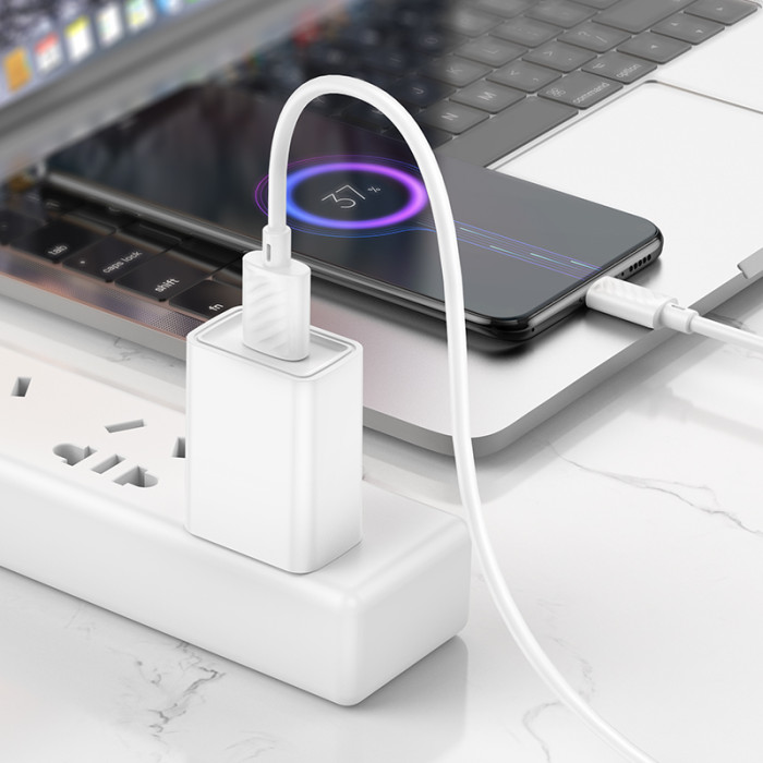 Кабель HOCO X88 Gratified charging data cable for Micro White