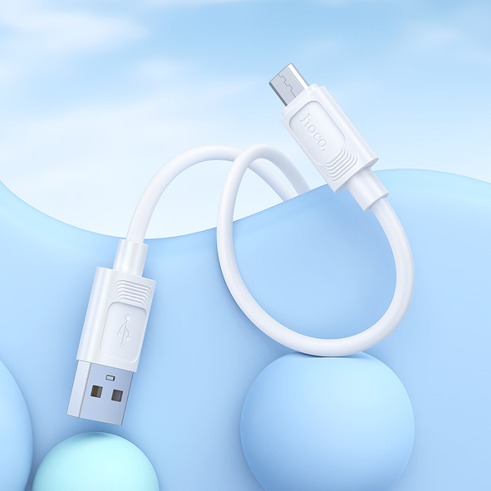 Кабель HOCO X122 Benefit silicone charging data cable Micro White