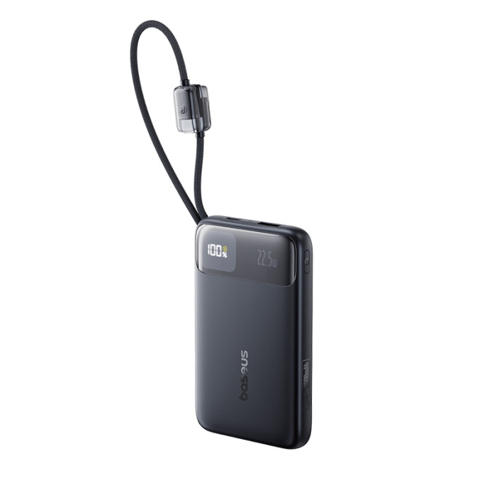 Зовнішній акумулятор Baseus EnerFill FC11 Digital Display Power Bank with Dual Built-in Cables 10000mAh 22.5W Cosmic Black
