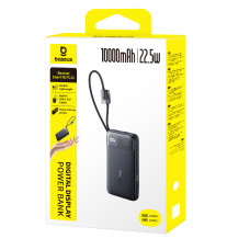 Зовнішній акумулятор Baseus EnerFill FC11 Digital Display Power Bank with Dual Built-in Cables 10000mAh 22.5W Cosmic Black