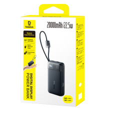 Зовнішній акумулятор Baseus EnerFill FC11 Digital Display Power Bank with Dual Built-in Cables 20000mAh 22.5W Cosmic Black
