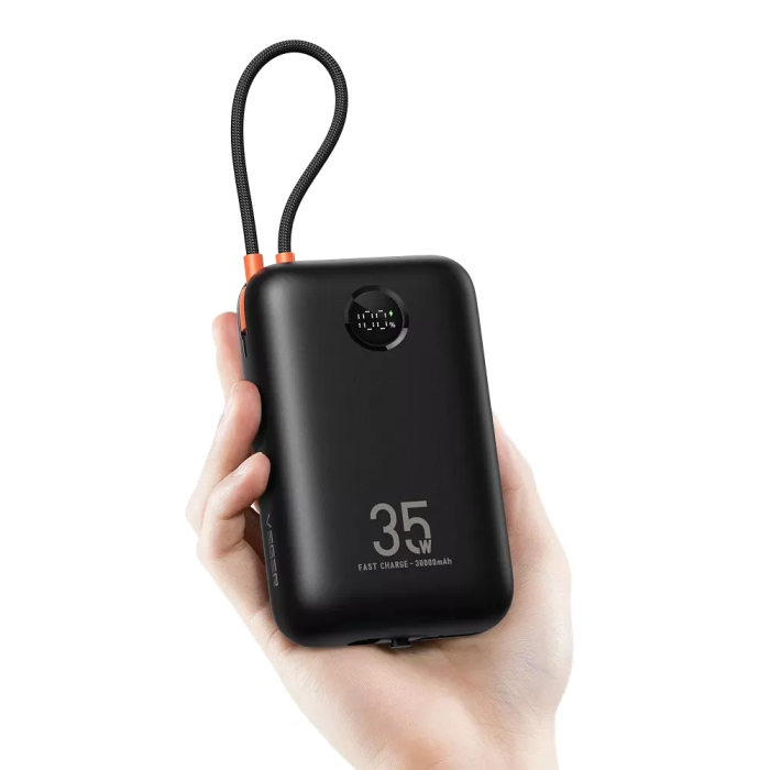 Зовнішній акумулятор VEGER Built-In 2 cables Ultra Mini 30000mAh