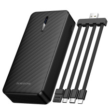 Зовнішній акумулятор BOROFONE BJ84A Smooth power bank with four cables(20000mAh) Black
