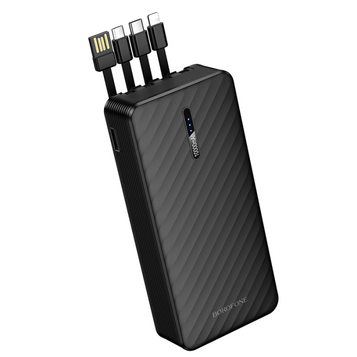 Зовнішній акумулятор BOROFONE BJ84A Smooth power bank with four cables(20000mAh) Black