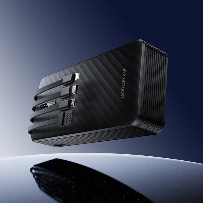 Зовнішній акумулятор BOROFONE BJ84A Smooth power bank with four cables(20000mAh) Black