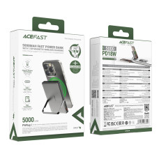Зовнішній акумулятор ACEFAST M16-5000 PD18W ultra-thin magnetic wireless charging power bank with stand Black