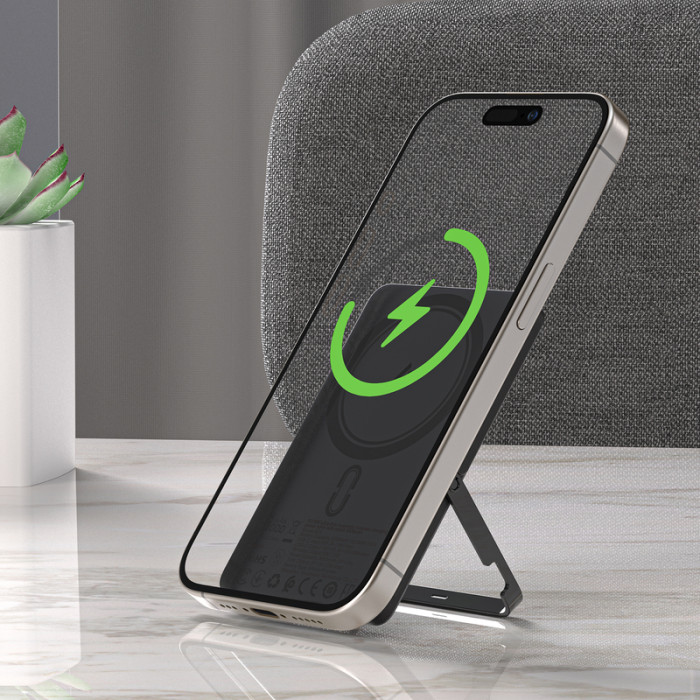 Зовнішній акумулятор ACEFAST M16-5000 PD18W ultra-thin magnetic wireless charging power bank with stand Black