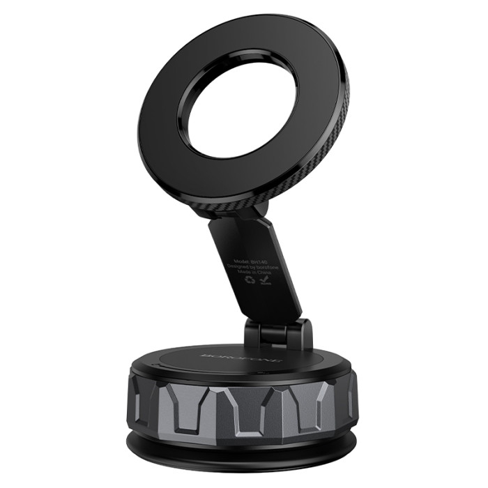Автотримач для телефона BOROFONE BH140 Gloria vacuum suction cup magnetic ring holder(multi-scene) black metal gray