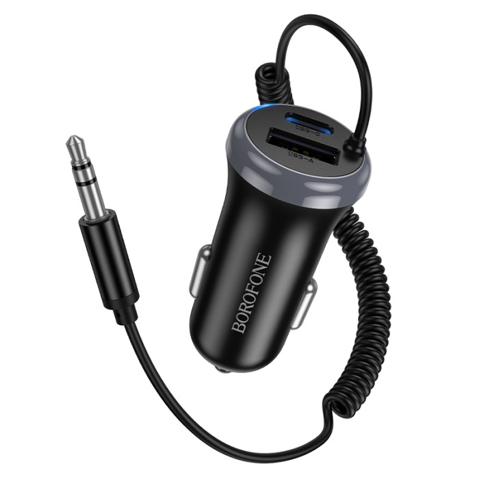 Bluetooth-ресивер BOROFONE BC64 Contento dual-port car BT receiver with built-in cable Black