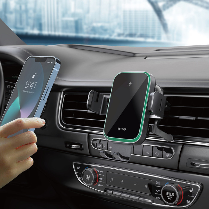 Автотримач для телефона з БЗП WIWU FREELANDER Car Wireless Charger CH-313 Black