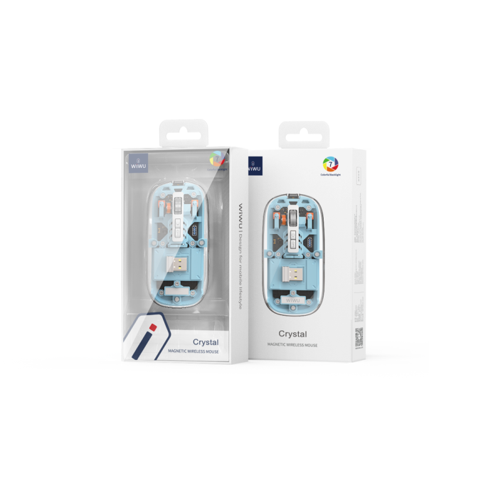 Маніпулятор миша бездротова WIWU Crystal Magnetic Wirless Mouse WM105 (Dual-bluetooth +2.4G three-mode) Grey