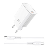 Мережевий зарядний пристрій з кабелем WIWU 20W Essen GaN Fast Charger+ Cable Combo Wi-G007 C-C EU White