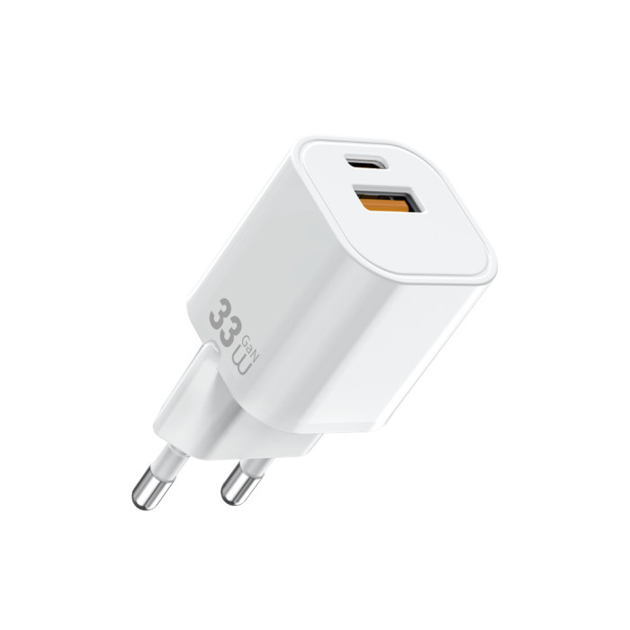 Мережевий зарядний пристрій WIWU 33W Cube GaN Fast Charger A+C Wi-G017 EU White