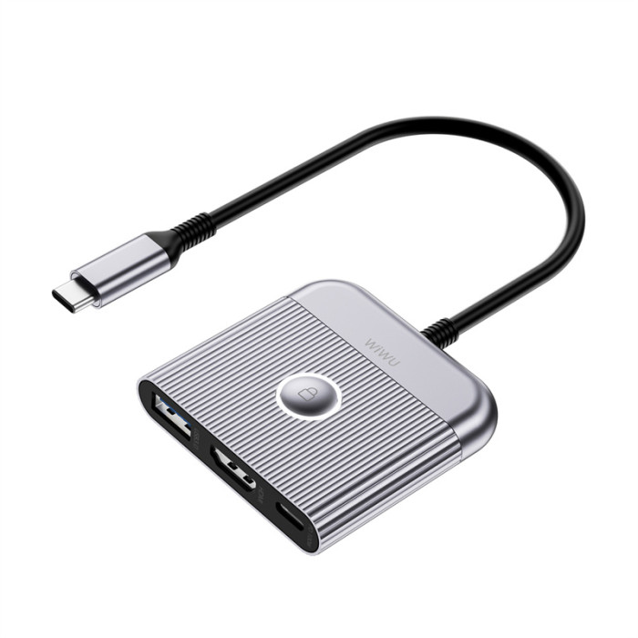 USB-Hub WIWU Traveling 3in1 USB C hub Wi-HB002 Gray