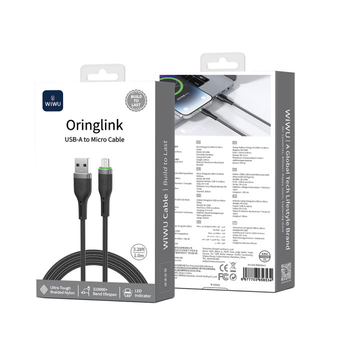 Кабель WIWU 12W OringLink Series Nylon Braided Cable Wi-C066 A-M 1M