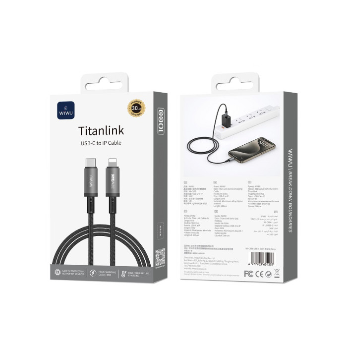 Кабель WIWU 30W Titanlink Series Charging Cable 1M Wi-C056 C-L