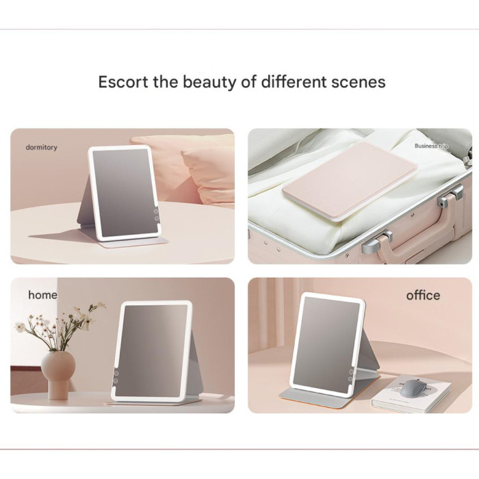 Дзеркало для макіяжу Xiaomi DOCO 11 " Daylight Portable Flat Mirror Pro Pink