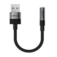 Аудіокабель ACEFAST J13 USB-A to 3.5mm female, nylon braid, 0.15m, Black