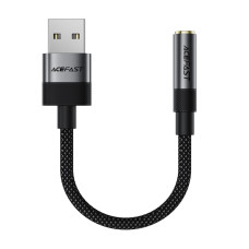 Аудіокабель ACEFAST J13 USB-A to 3.5mm female, nylon braid, 0.15m, Black