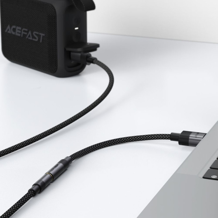 Аудіокабель ACEFAST J13 USB-A to 3.5mm female, nylon braid, 0.15m, Black