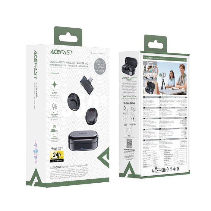 Бездротова мікрофонна система ACEFAST R3 dual-mic (Type-C) Black