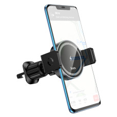 Автотримач для телефона з БЗП HOCO HW35 Power electric magnetic wireless fast charging car holder(air outlet) Black
