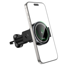 Автотримач для телефона з БЗП HOCO HW35 Power electric magnetic wireless fast charging car holder(air outlet) Black