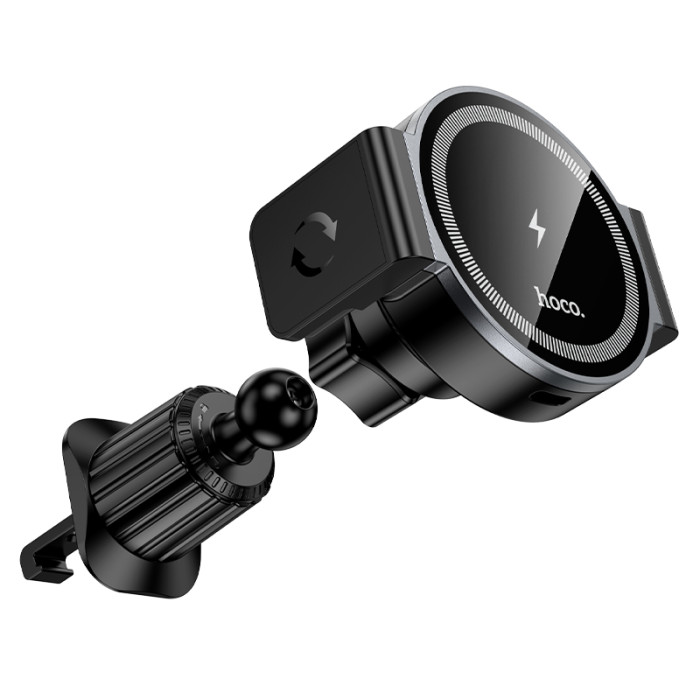 Автотримач для телефона з БЗП HOCO HW35 Power electric magnetic wireless fast charging car holder(air outlet) Black