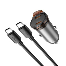 Автомобільний зарядний пристрій HOCO NZ16B Rigorous PD45W(2C) car charger set(C to C) metal grey