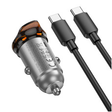 Автомобільний зарядний пристрій HOCO NZ16B Rigorous PD45W(2C) car charger set(C to C) metal grey