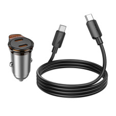 Автомобільний зарядний пристрій HOCO NZ16B Rigorous PD45W(2C) car charger set(C to C) metal grey