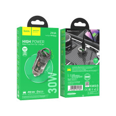 Автомобільний зарядний пристрій HOCO Z53A Vision PD30W+QC3.0 car charger Transparent Black