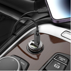 Автомобільний зарядний пристрій HOCO Z53A Vision PD30W+QC3.0 car charger Transparent Black