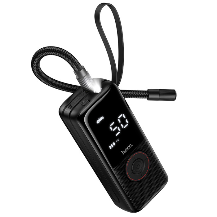 Автомобільний насос HOCO ZP18 Enlighten portable smart air pump Black