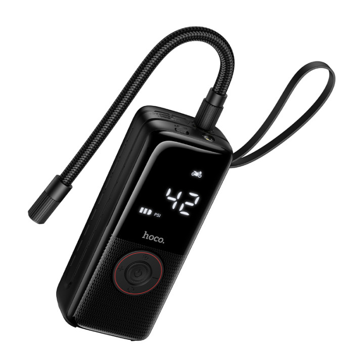 Автомобільний насос HOCO ZP18 Enlighten portable smart air pump Black