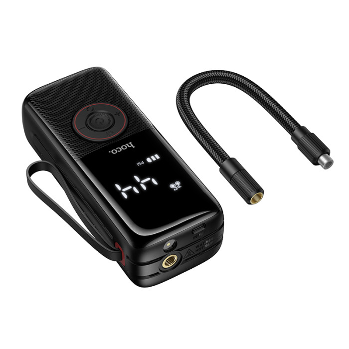 Автомобільний насос HOCO ZP18 Enlighten portable smart air pump Black