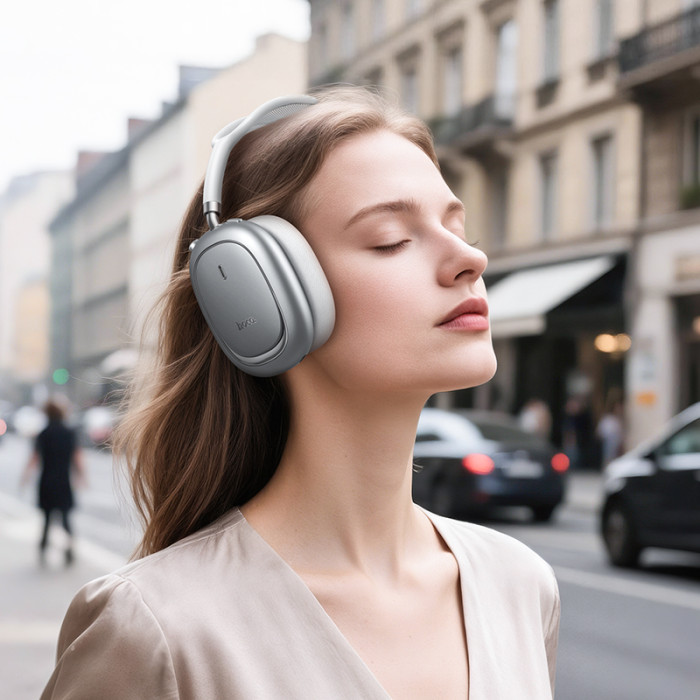 Бездротові накладні навушники HOCO W68 Calma ANC noise-canceling BT headphones(App) Silver