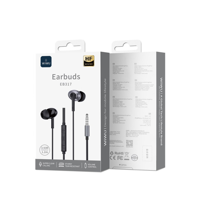Навушники дротові WIWU EB317 Stereo Wired Earbuds (3.5mm) Black