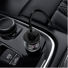 Автомобільний зарядний пристрій HOCO Z42 Light road dual port digital display PD20W+QC3.0 car charger Black