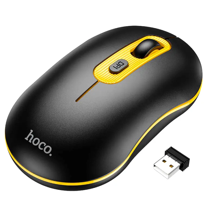 Маніпулятор миша HOCO GM21 Platinum 2.4G business wireless mouse Black Yellow