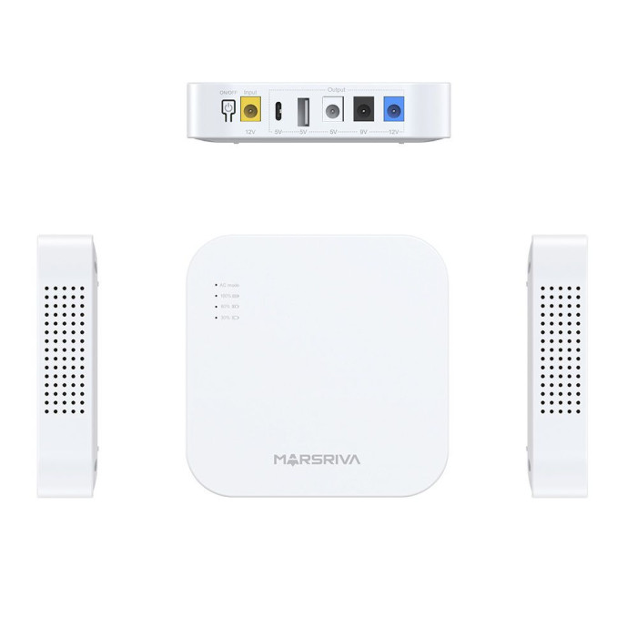 ДБЖ (Mini UPS) для роутера MARSRIVA KP4 10000mAh (18W; Output DC 12/9/5V; USB-A; USB-C) white